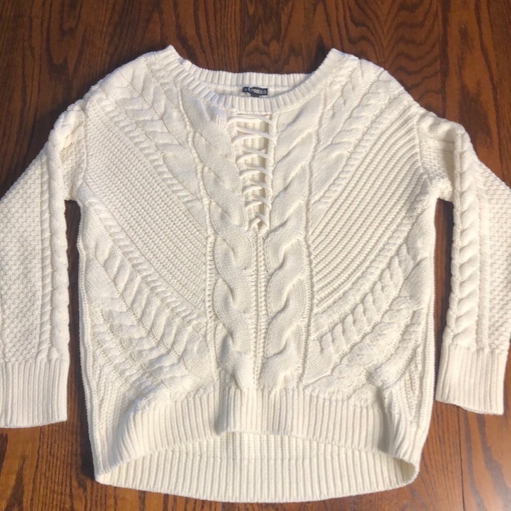 Express Sweater - Lace Up Neckline - Size XS